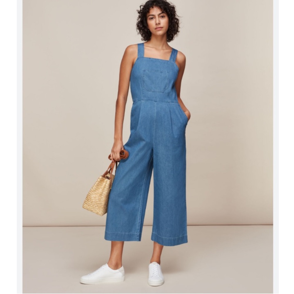 Whistles Clothing UK Women's Langley  Denim Crop Overalls Jumpsuit Sz 4